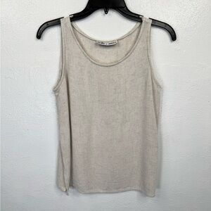 Molly & Maxx Tank Top Womens Beige Waffle Knit Sleeveless Scoop Neck Size M